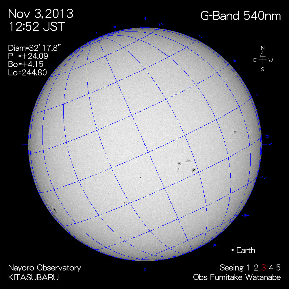 2013年11月3日540nm波長の太陽