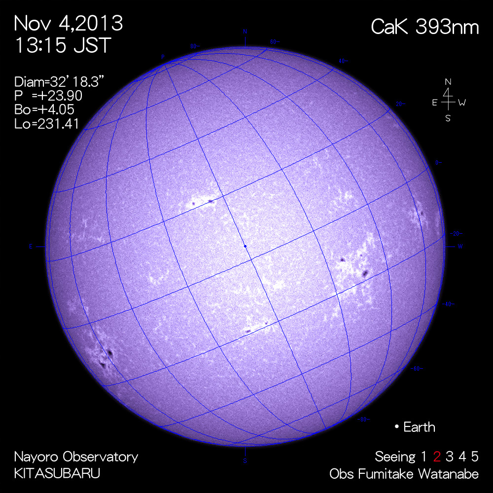 2013年11月4日CaK波長の太陽