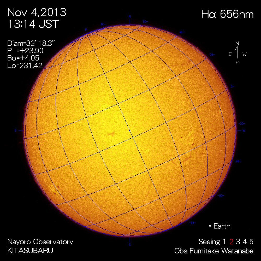 2013年11月4日Hα波長の太陽