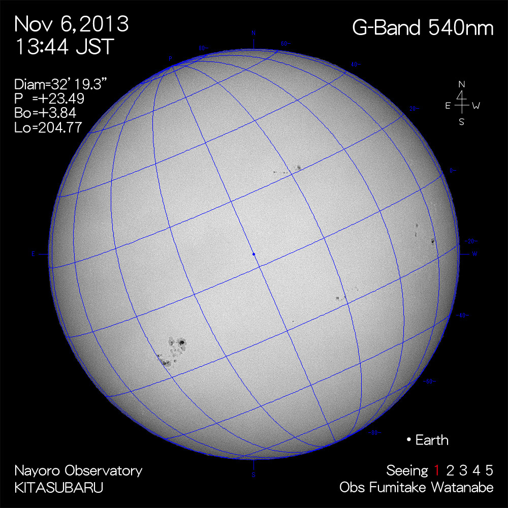 2013年11月6日540nm波長の太陽