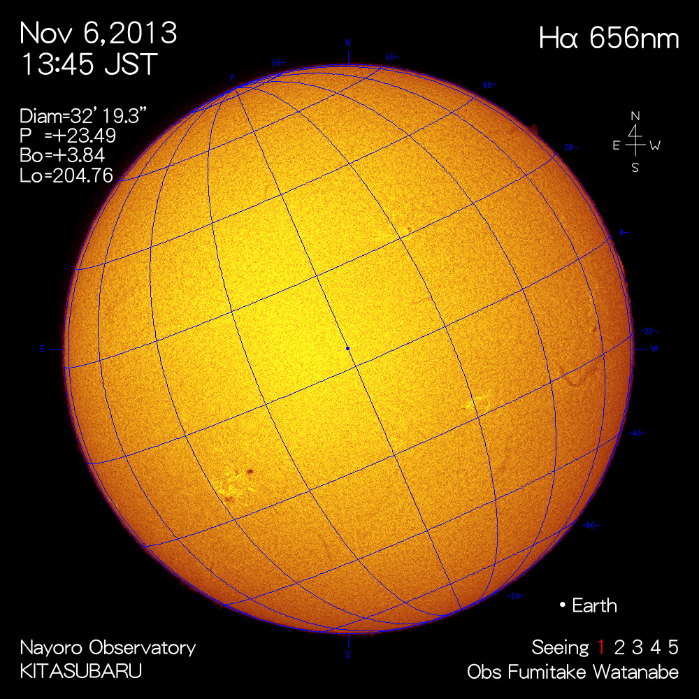 2013年11月6日Hα波長の太陽