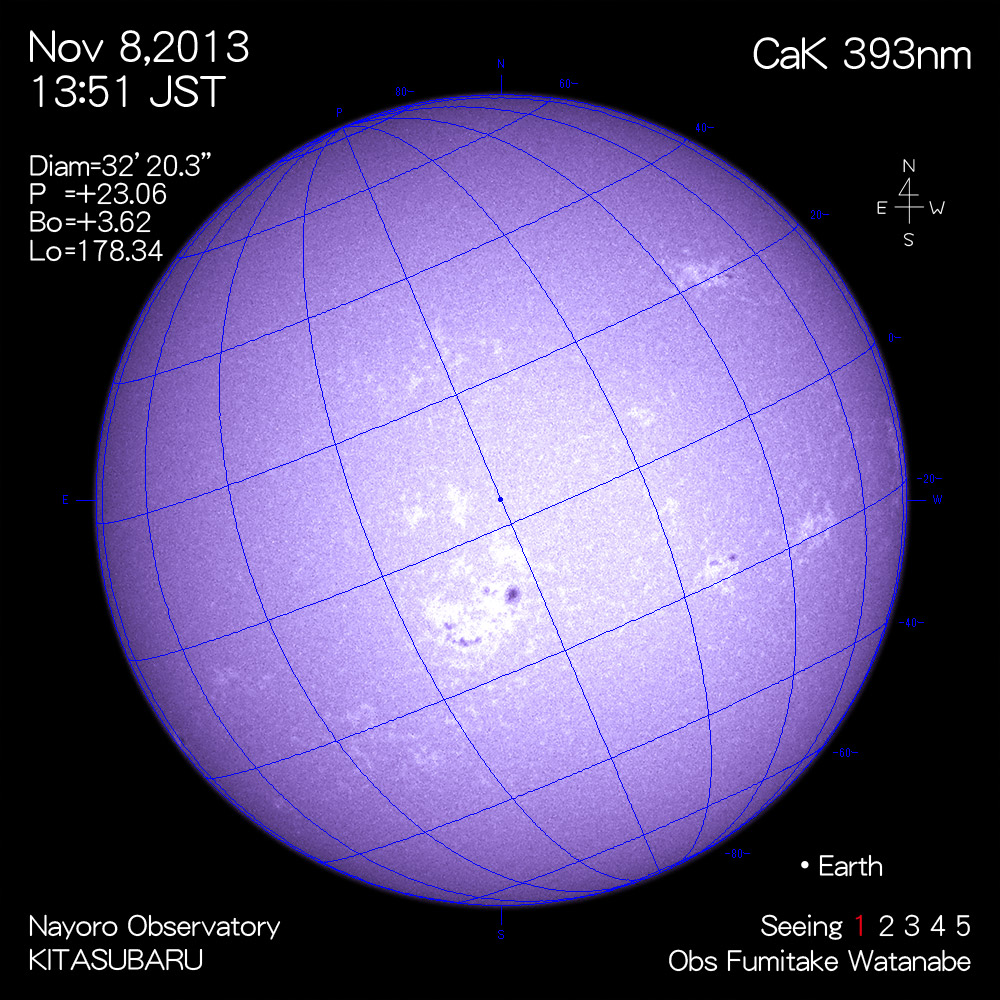 2013年11月8日CaK波長の太陽