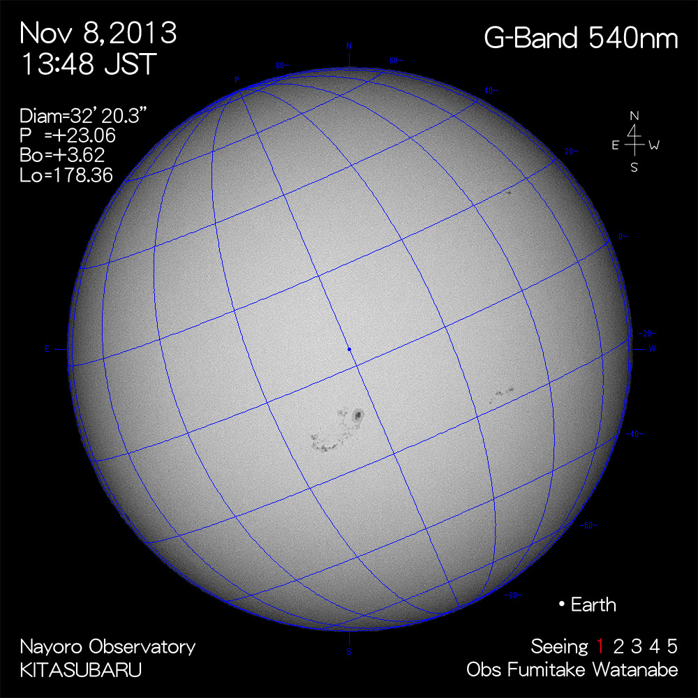 2013年11月8日540nm波長の太陽