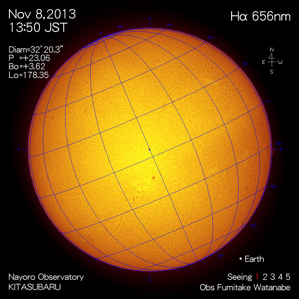2013年11月8日Hα波長の太陽