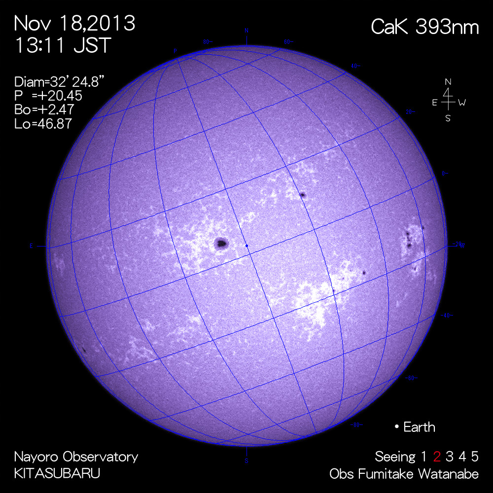 2013年11月18日CaK波長の太陽