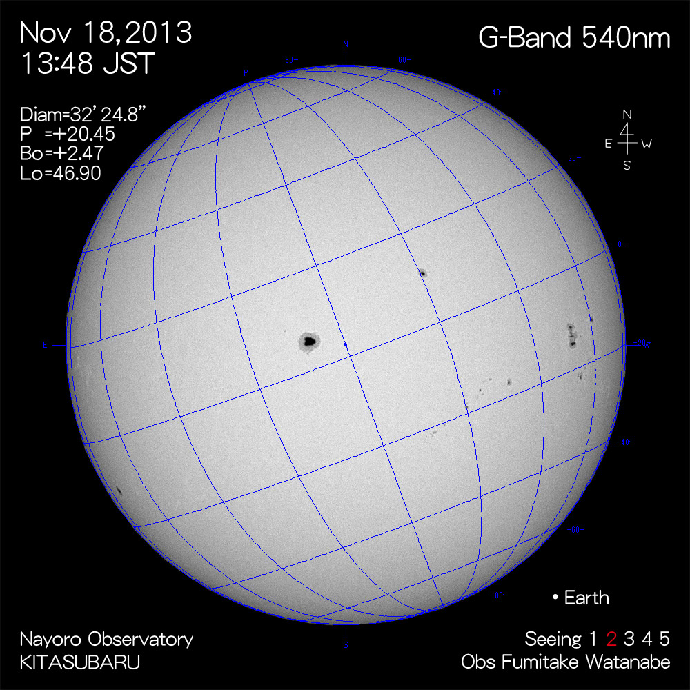 2013年11月18日540nm波長の太陽