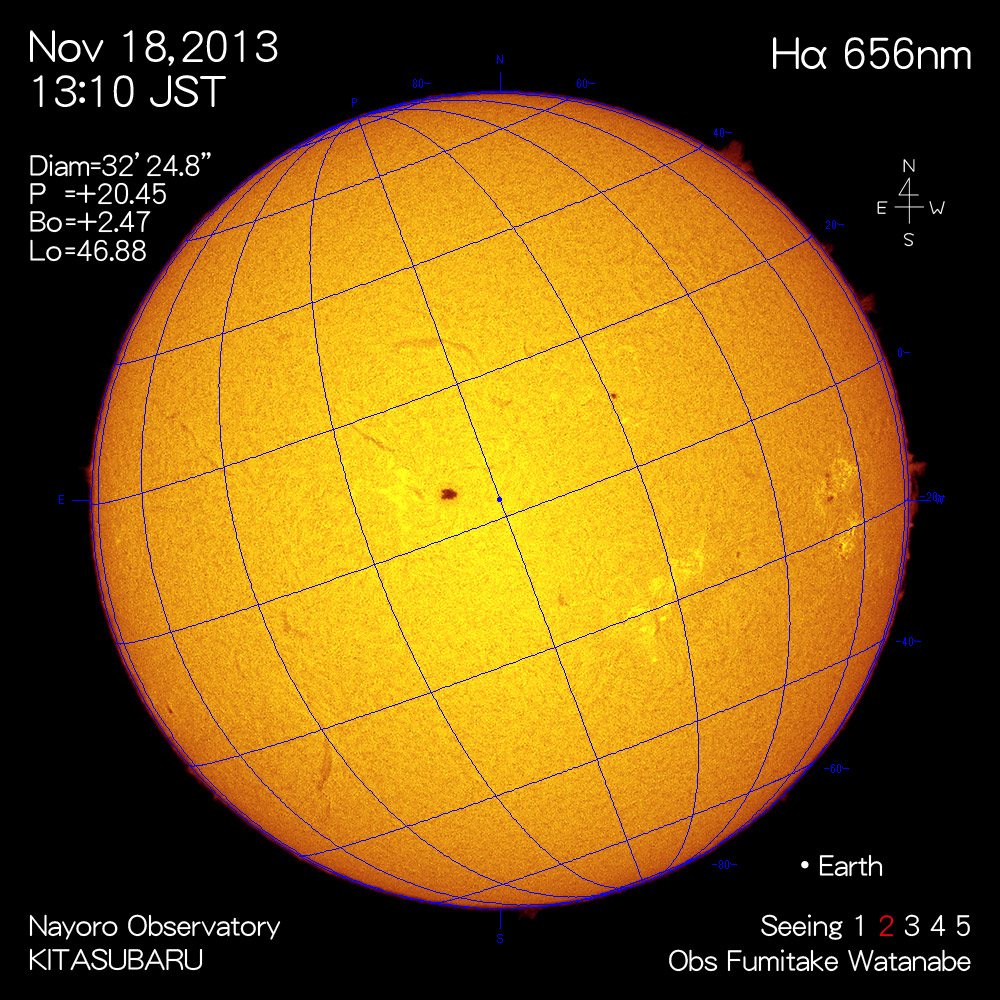 2013年11月18日Hα波長の太陽