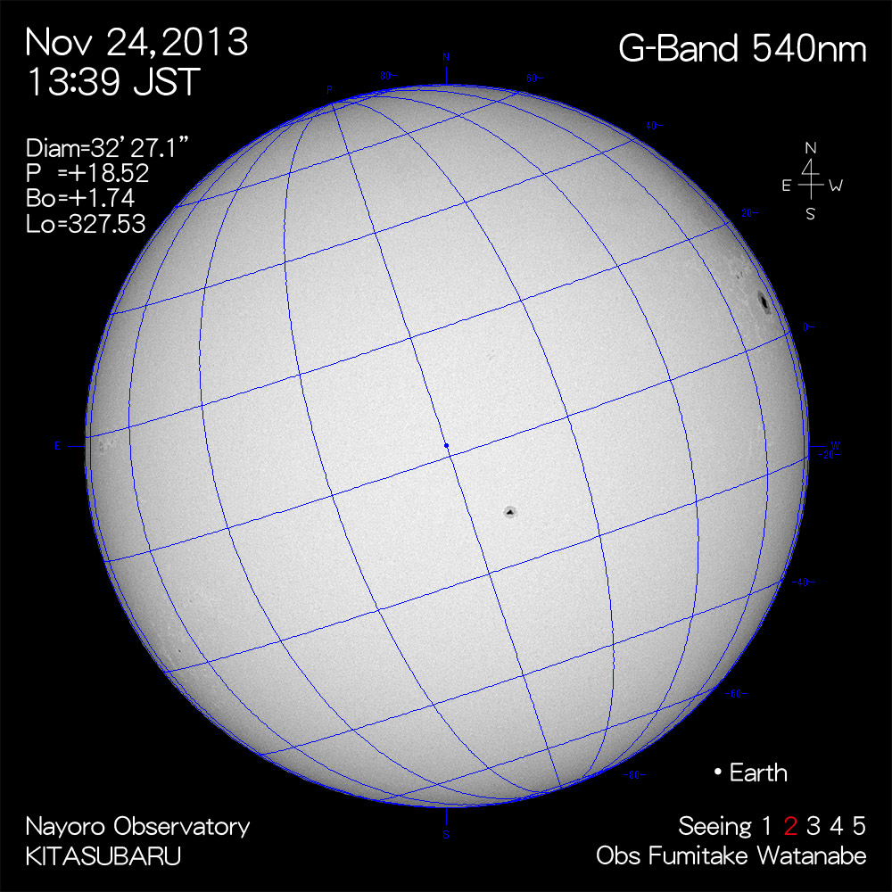 2013年11月24日540nm波長の太陽