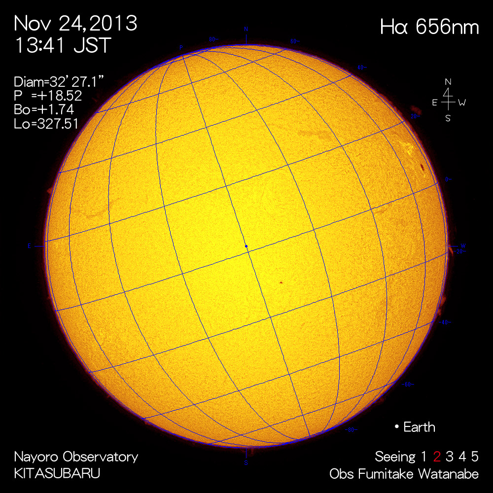 2013年11月24日Hα波長の太陽