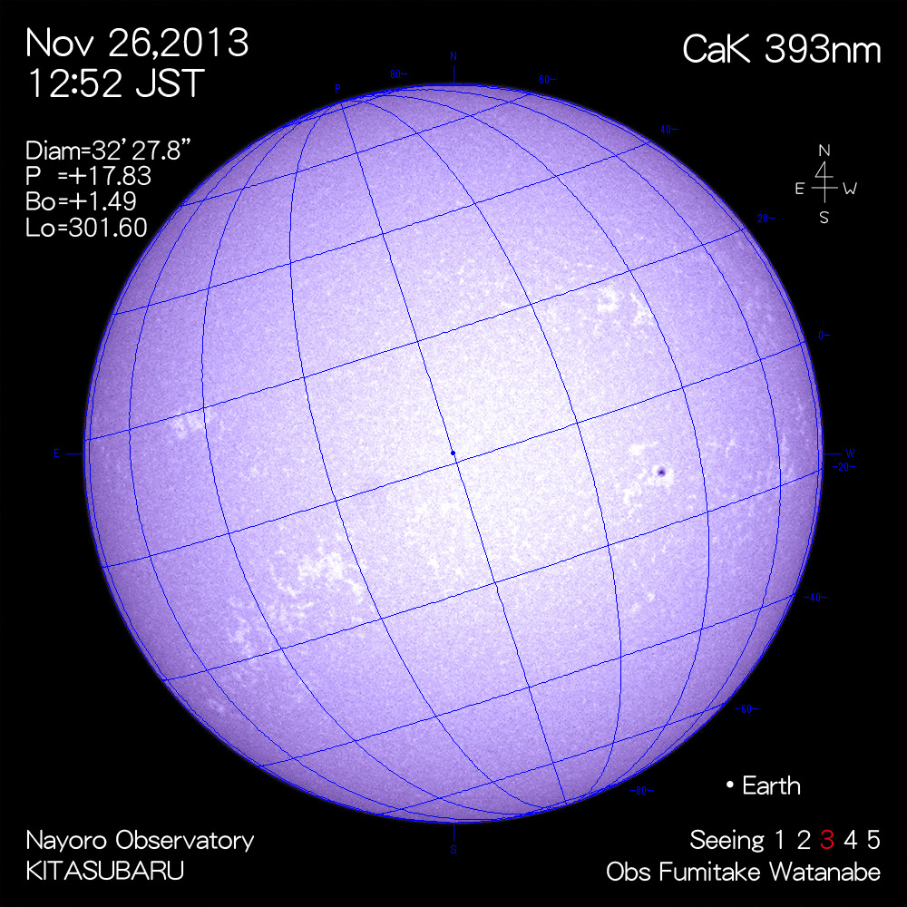 2013年11月26日CaK波長の太陽