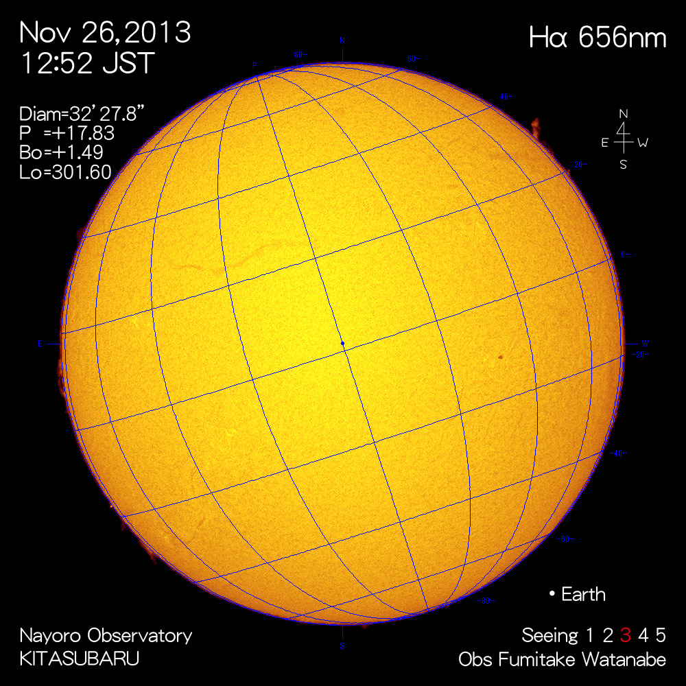 2013年11月26日Hα波長の太陽