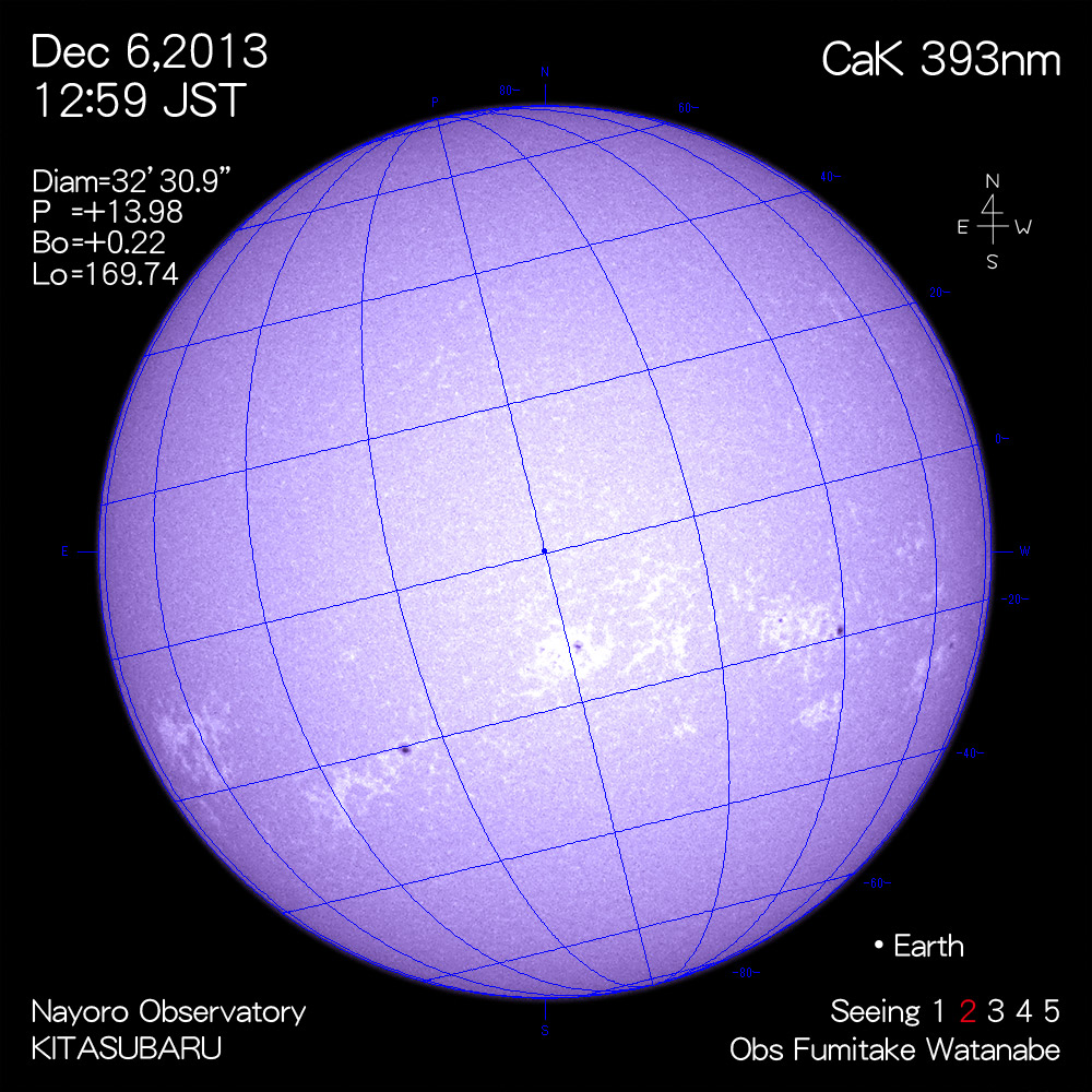 2013年12月6日CaK波長の太陽