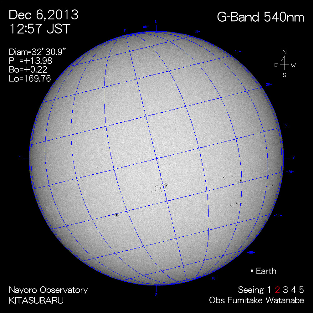 2013年12月6日540nm波長の太陽