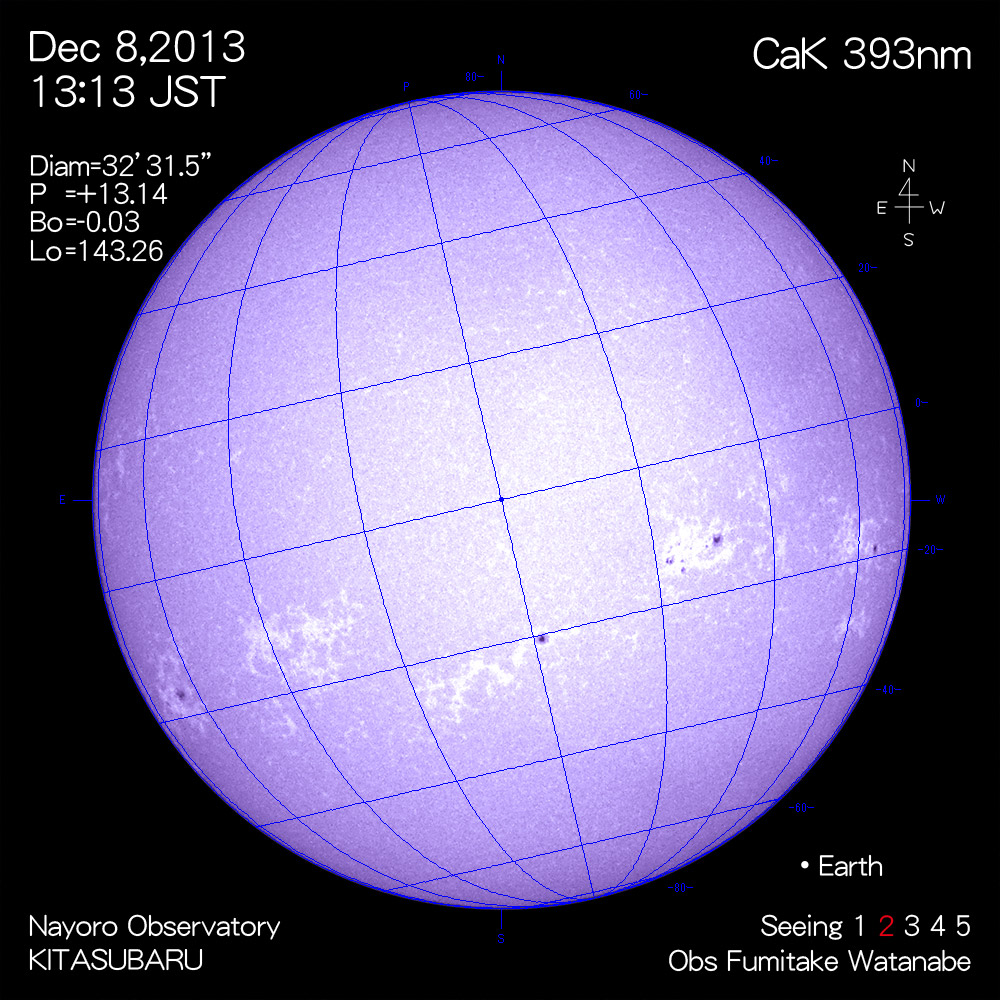 2013年12月8日CaK波長の太陽