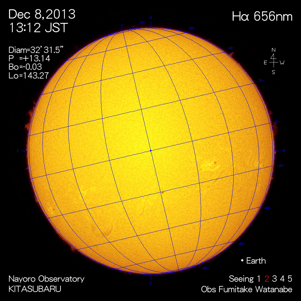 2013年12月8日Hα波長の太陽
