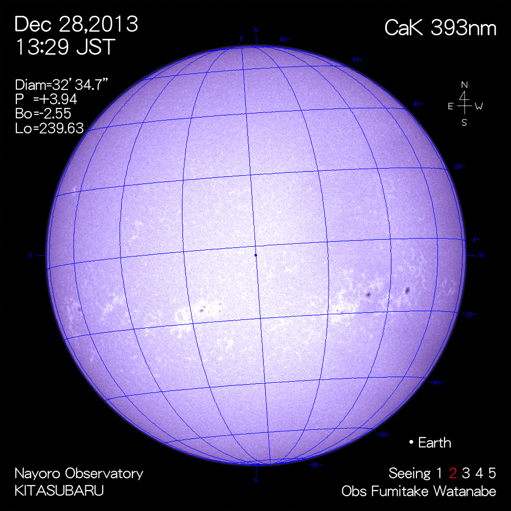 2013年12月28日CaK波長の太陽