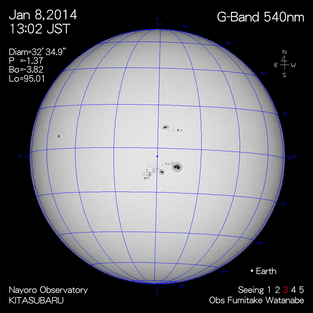 2014年1月8日540nm波長の太陽