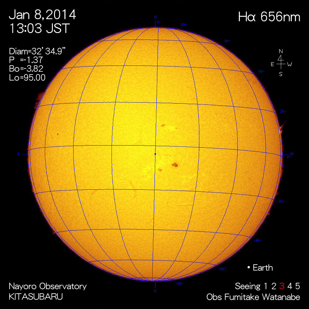 2014年1月8日Hα波長の太陽