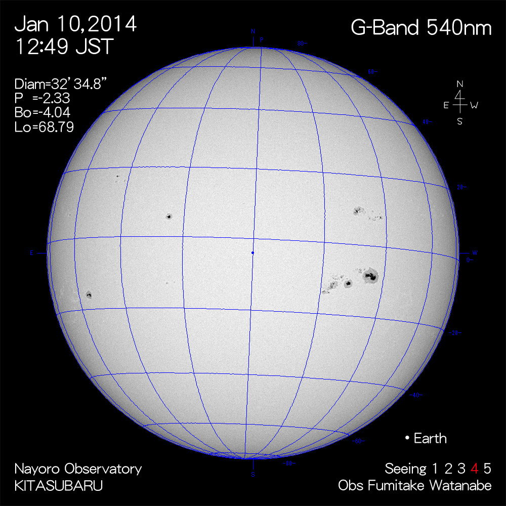 2014年1月10日540nm波長の太陽