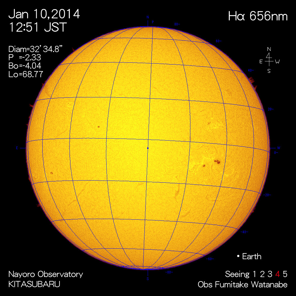 2014年1月10日Hα波長の太陽