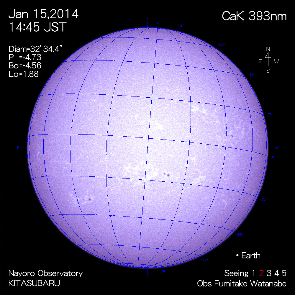 2014年1月15日CaK波長の太陽