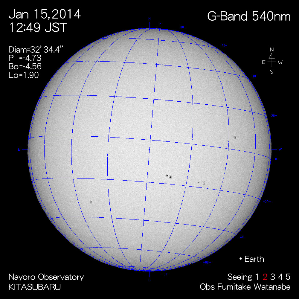 2014年1月15日540nm波長の太陽