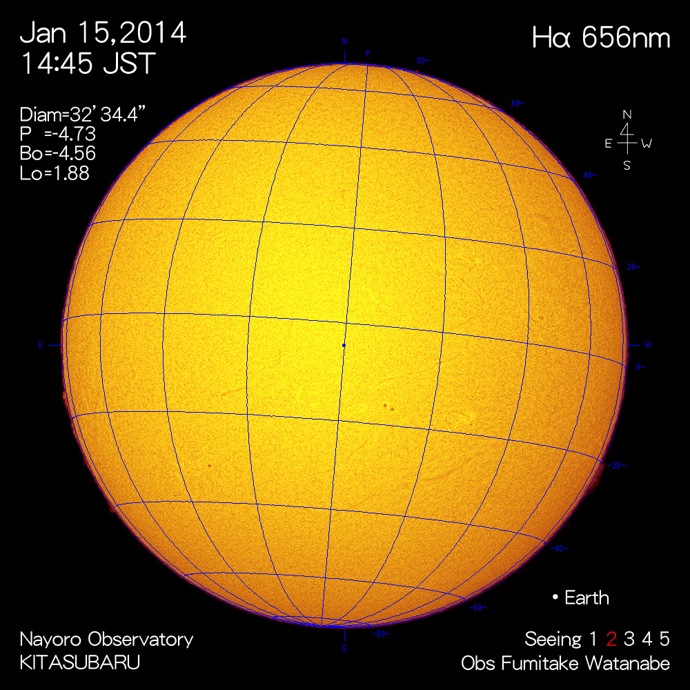 2014年1月15日Hα波長の太陽