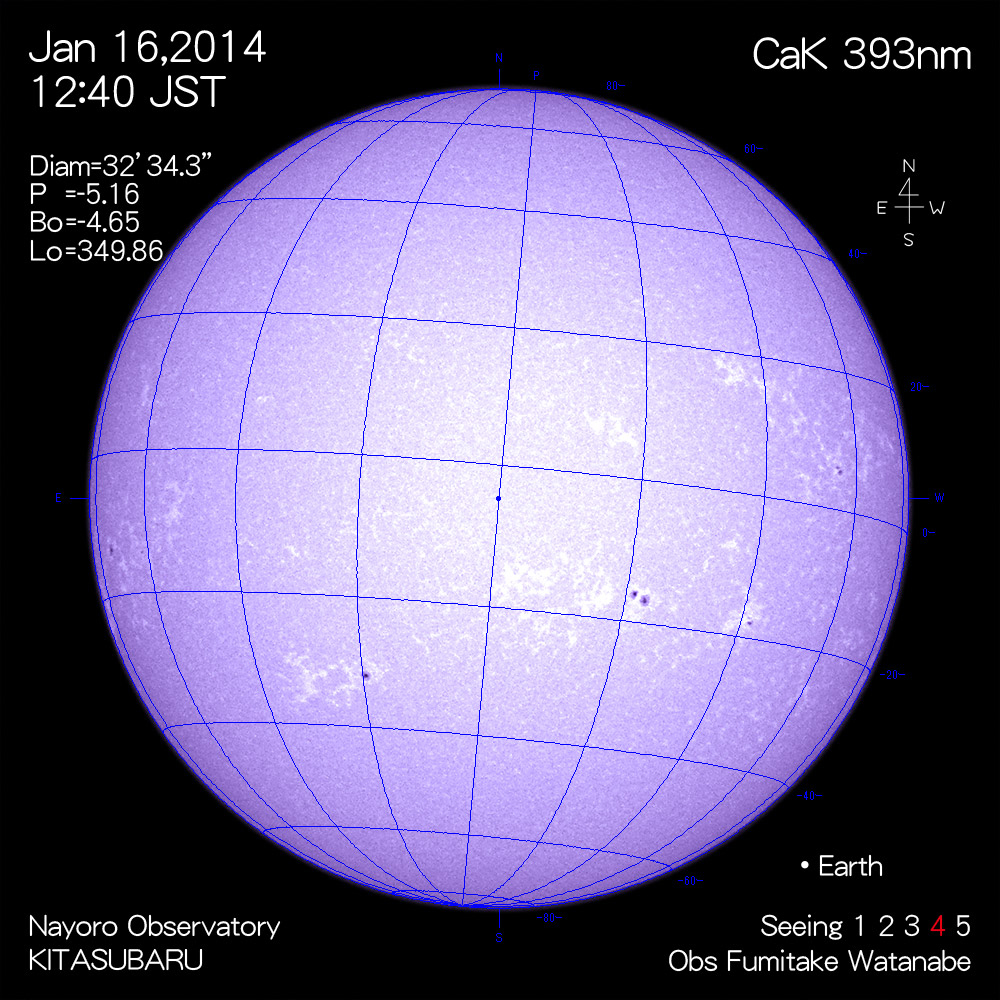 2014年1月16日CaK波長の太陽