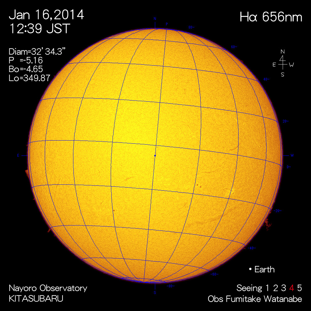 2014年1月16日Hα波長の太陽