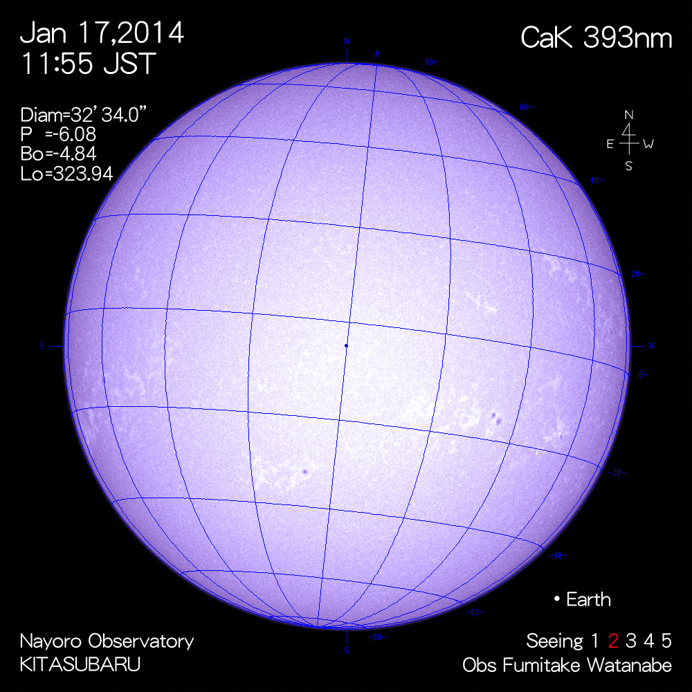 2014年1月17日CaK波長の太陽