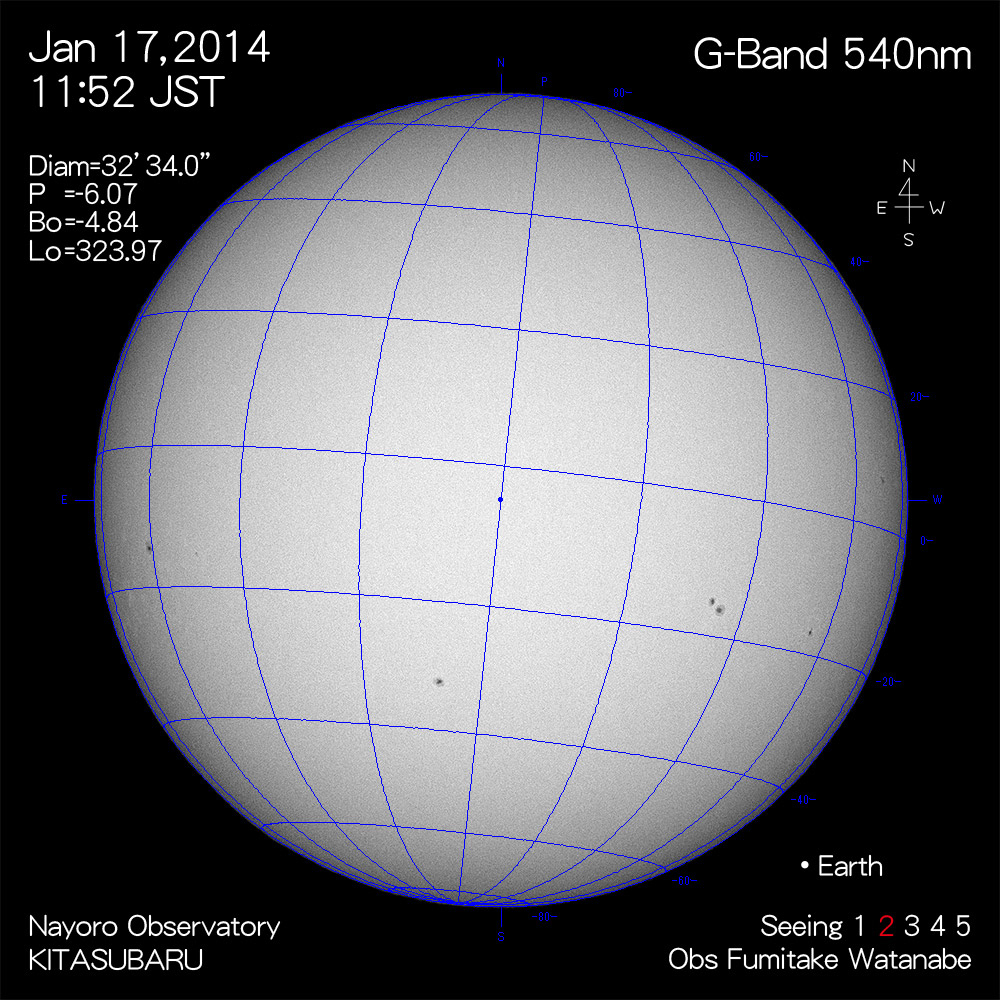 2014年1月17日540nm波長の太陽