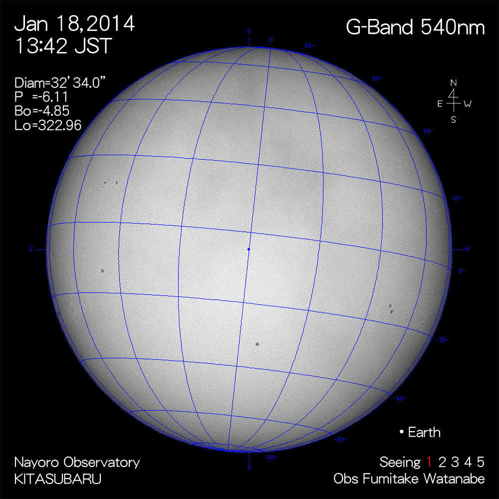 2014年1月18日540nm波長の太陽