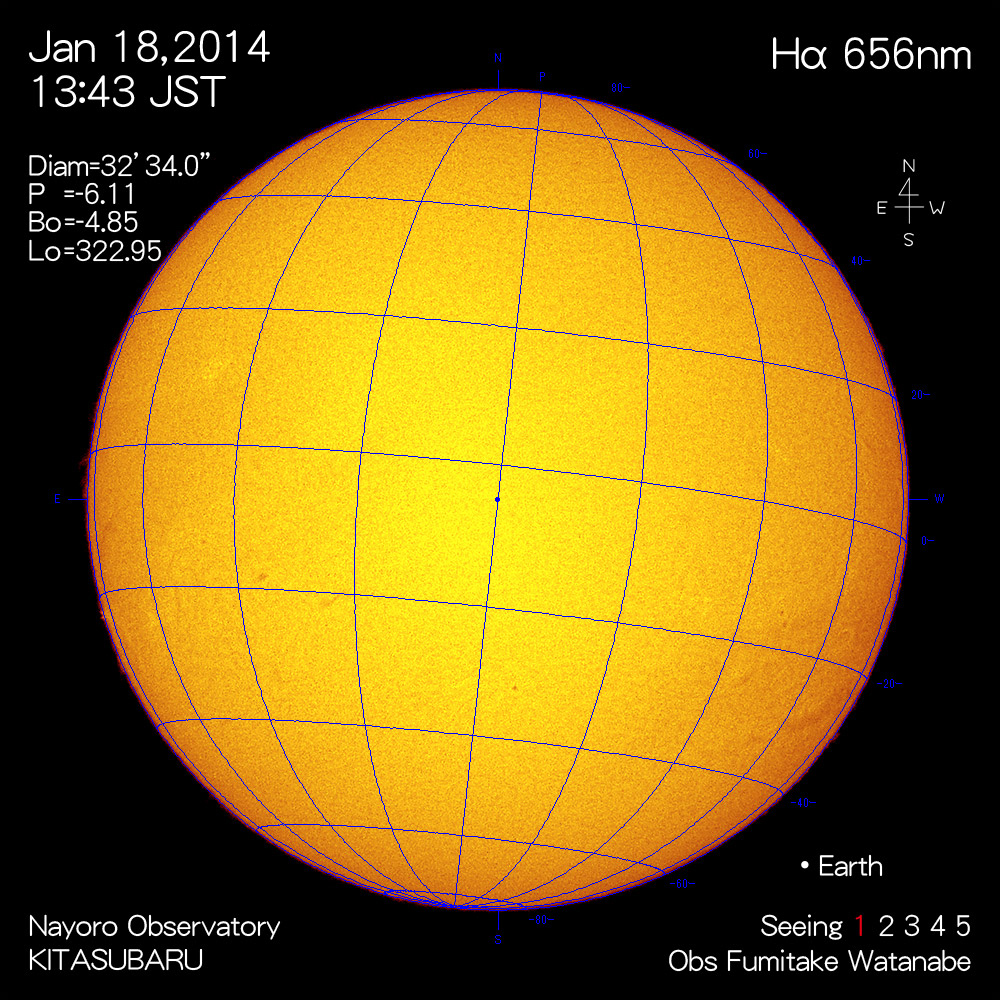 2014年1月18日Hα波長の太陽