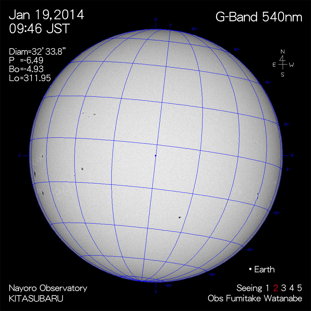 2014年1月19日540nm波長の太陽