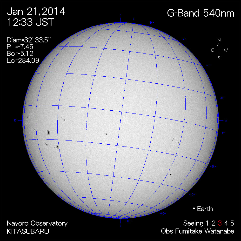 2014年1月21日540nm波長の太陽