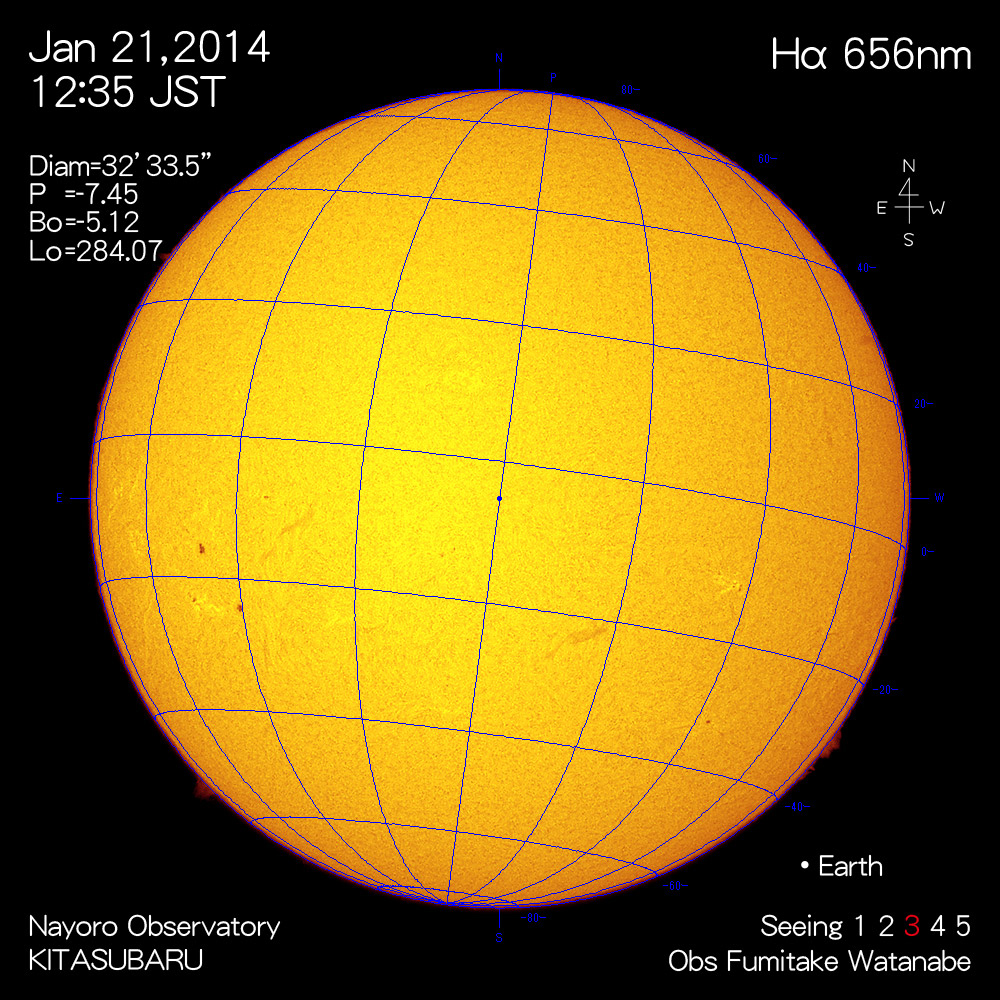 2014年1月21日Hα波長の太陽