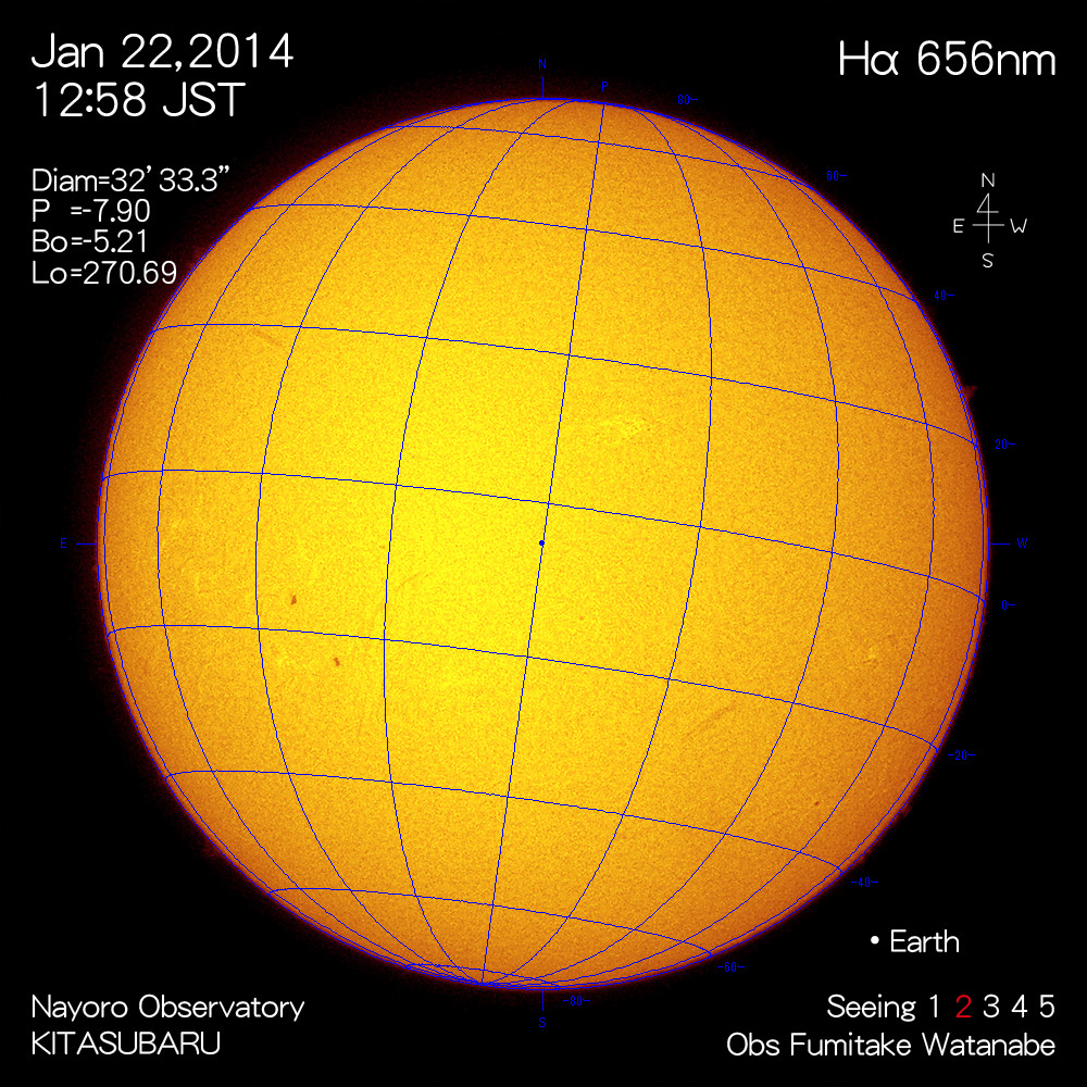 2014年1月22日Hα波長の太陽