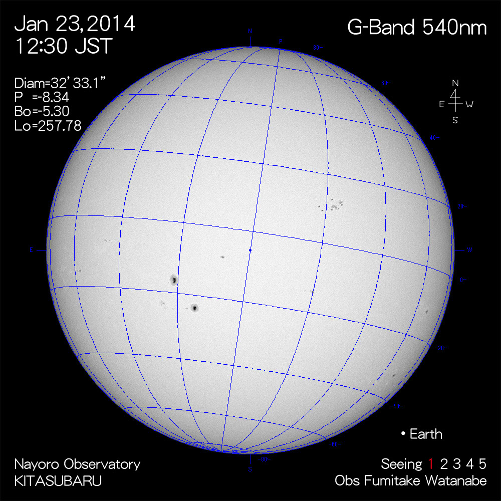 2014年1月23日540nm波長の太陽
