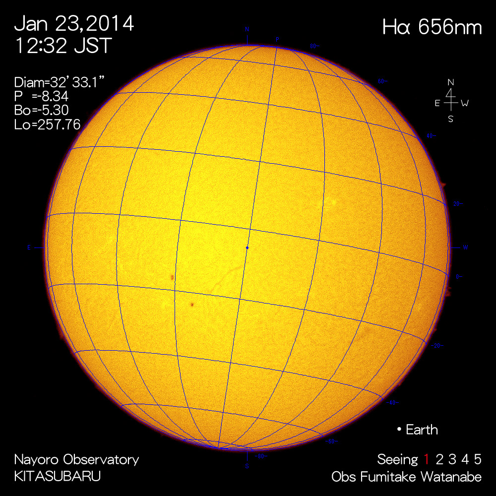 2014年1月23日Hα波長の太陽