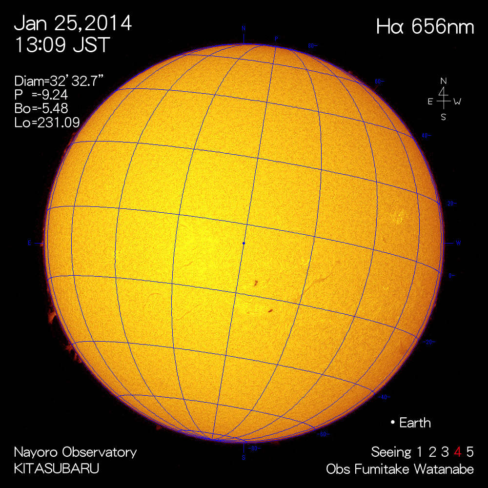 2014年1月25日Hα波長の太陽