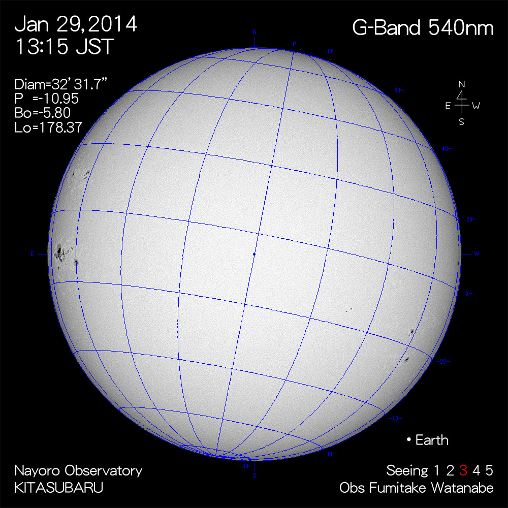 2014年1月29日540nm波長の太陽