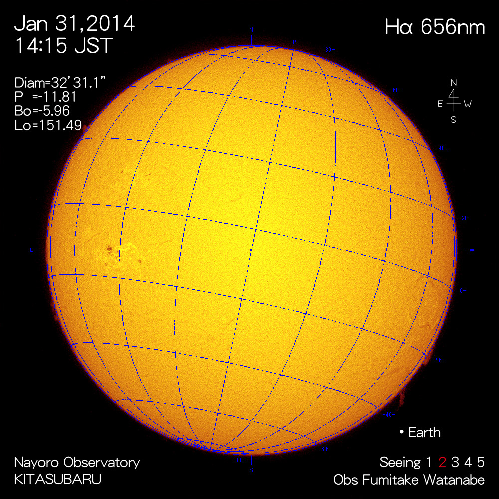 2014年1月31日Hα波長の太陽
