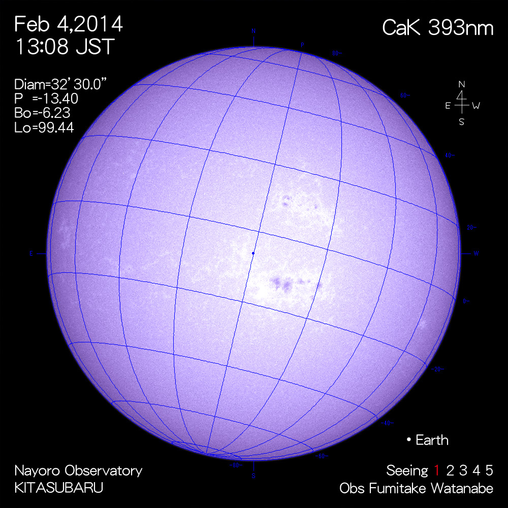 2014年2月4日CaK波長の太陽