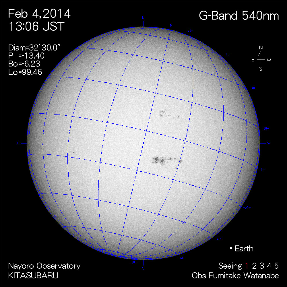 2014年2月4日540nm波長の太陽