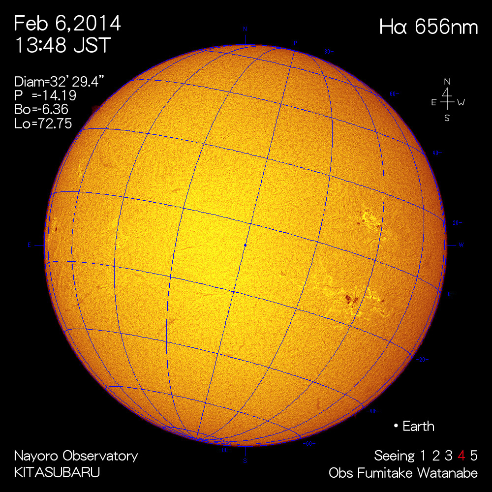 2014年2月6日Hα波長の太陽