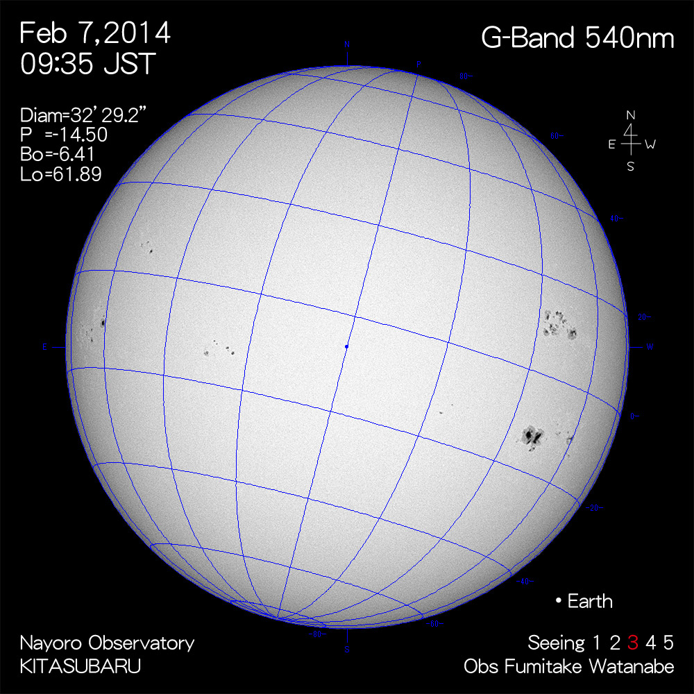 2014年2月7日540nm波長の太陽