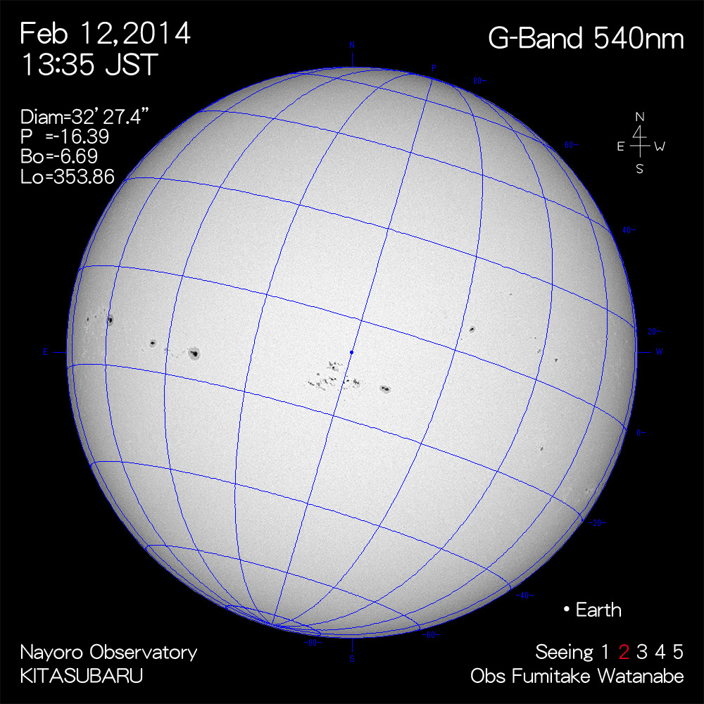 2014年2月12日540nm波長の太陽