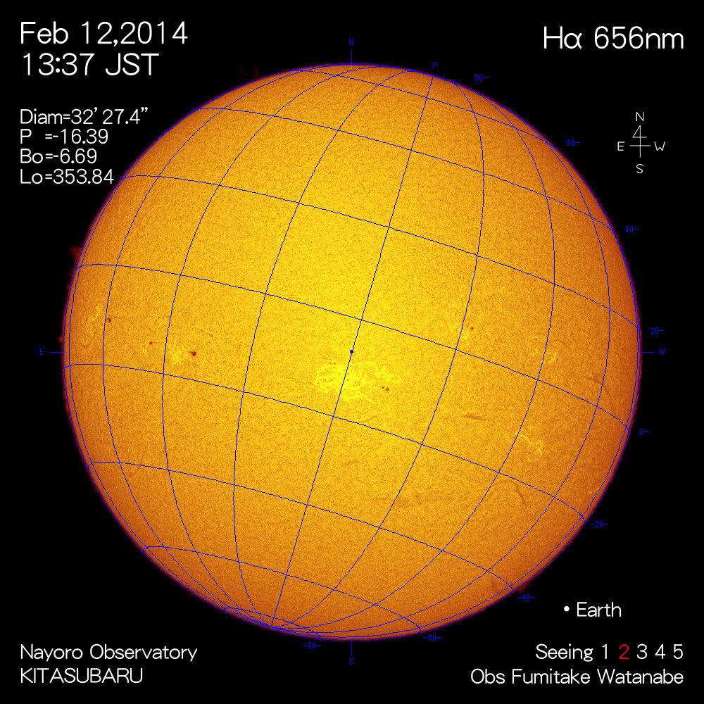 2014年2月12日Hα波長の太陽