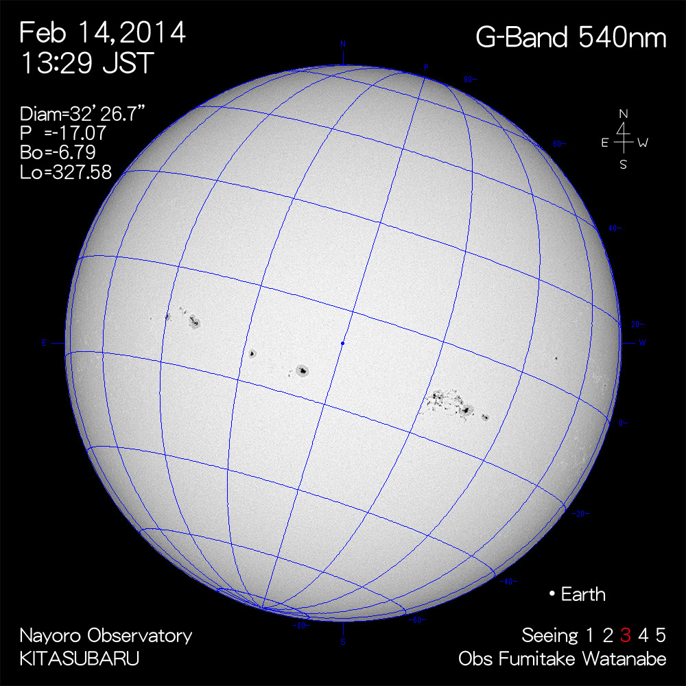 2014年2月14日540nm波長の太陽