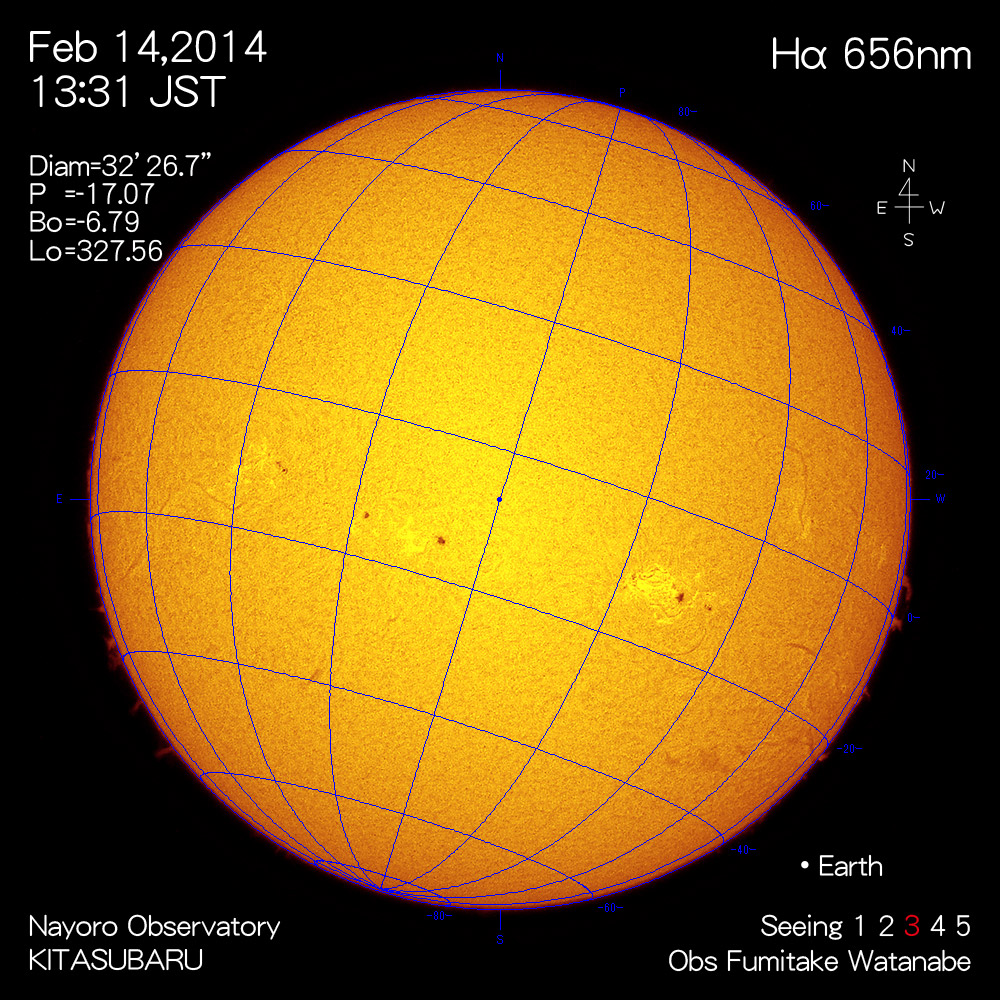 2014年2月14日Hα波長の太陽